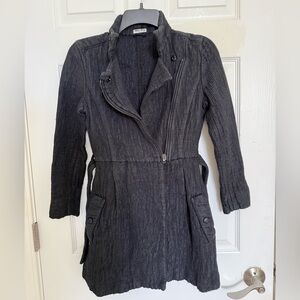Miu Miu Charcoal Ribbed Knit Trench Coat